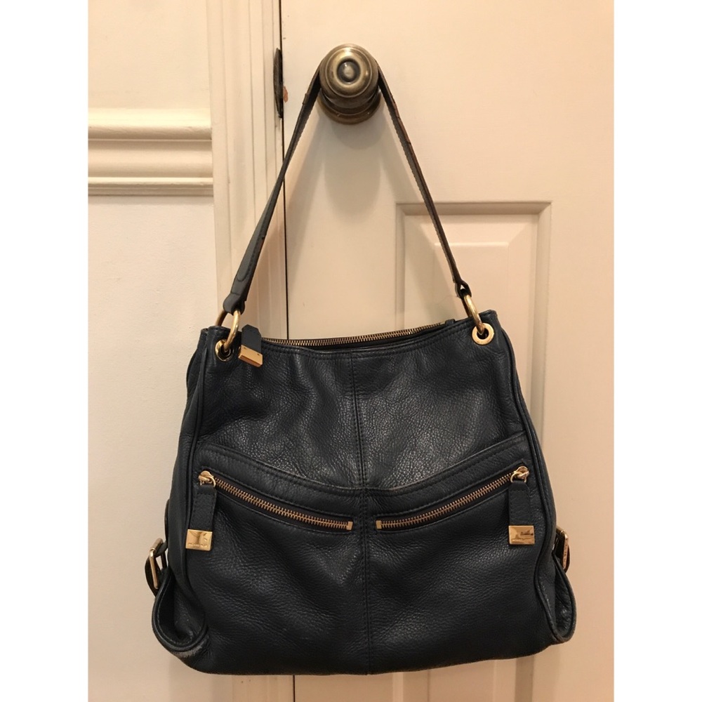 Michael Kors “Layton” navy blue leather hobo bag